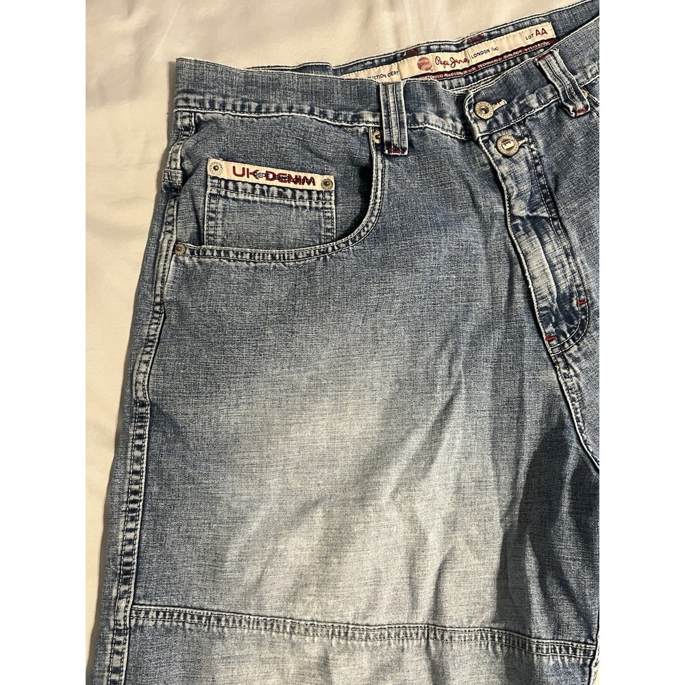 Vintage Pepe Jean Shorts Denim Carpenter Y2K Baggy Skater Blue 38 - Picture 12 of 16